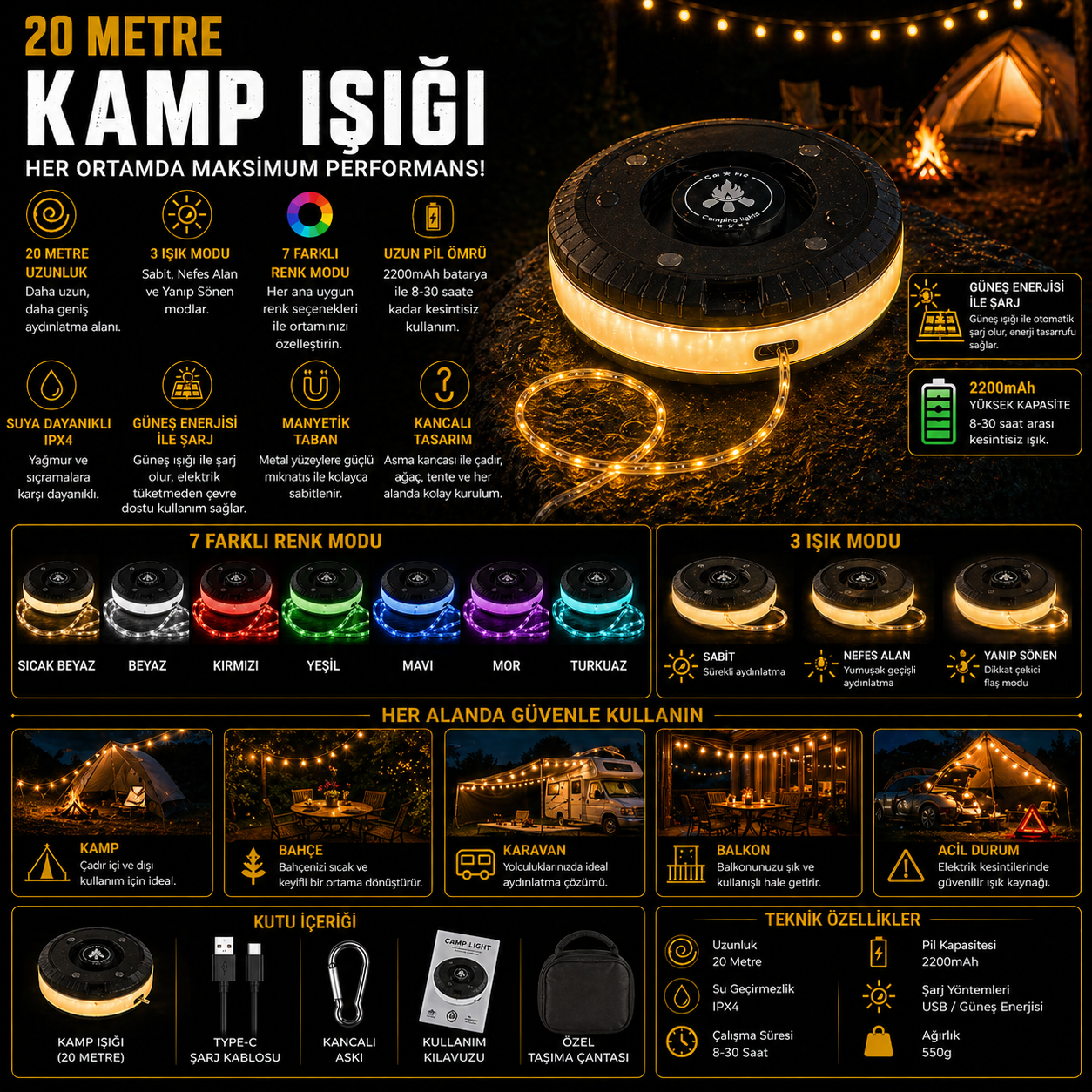 Sarılabilir Kamp Işığı